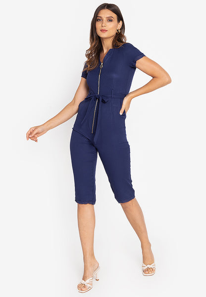 Krizia Front Zipper Jumpsuit with Trimmings