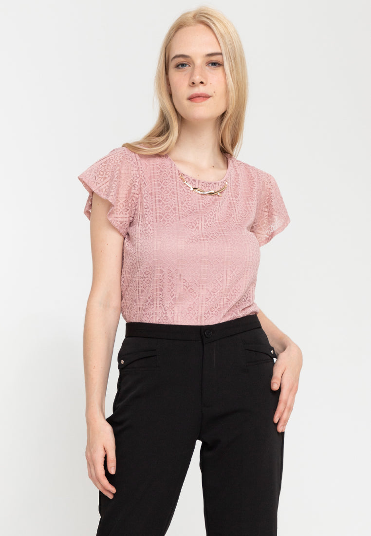 Krizia Lace Blouse with Free Necklace