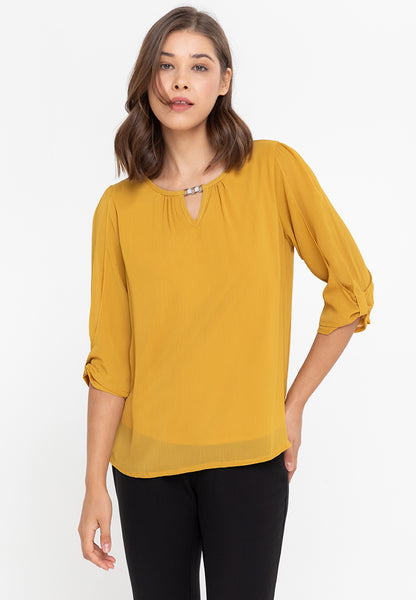 Krizia Statement Sleeve Blouse with Neck Detail