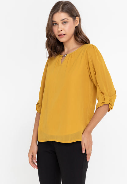 Krizia Statement Sleeve Blouse with Neck Detail