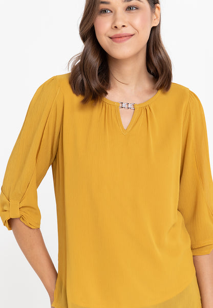 Krizia Statement Sleeve Blouse with Neck Detail