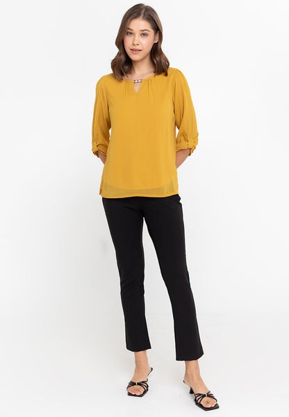 Krizia Statement Sleeve Blouse with Neck Detail