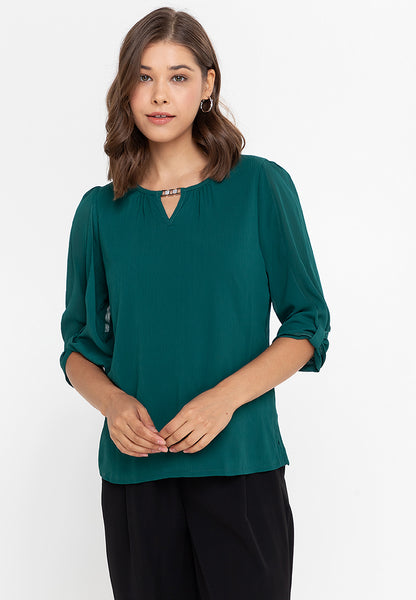 Krizia Statement Sleeve Blouse with Neck Detail