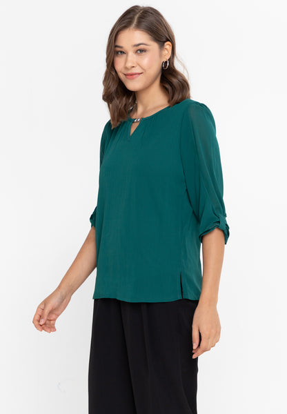 Krizia Statement Sleeve Blouse with Neck Detail