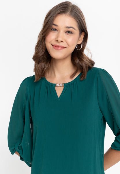 Krizia Statement Sleeve Blouse with Neck Detail