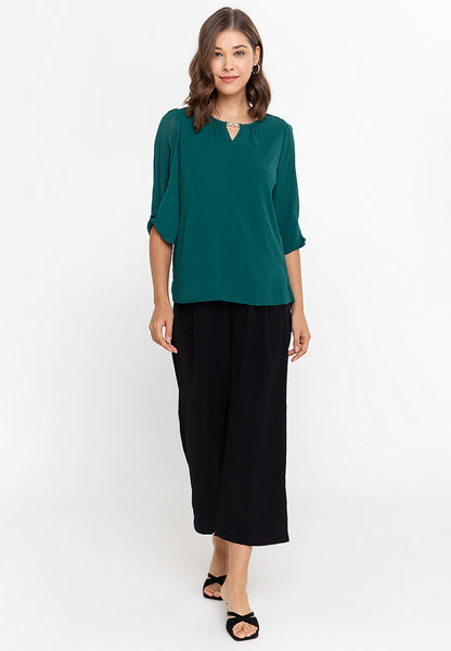 Krizia Statement Sleeve Blouse with Neck Detail