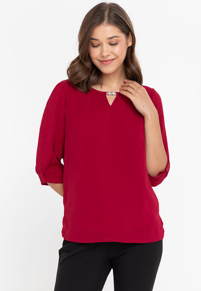 Krizia Statement Sleeve Blouse with Neck Detail