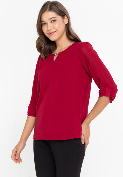 Krizia Statement Sleeve Blouse with Neck Detail