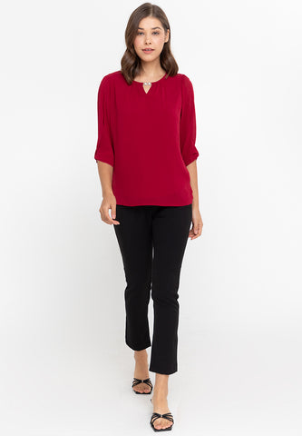 Krizia Statement Sleeve Blouse with Neck Detail