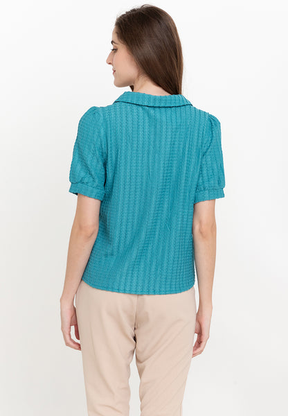Krizia Textured Cotton Knit Button Blouse Polo With Collar