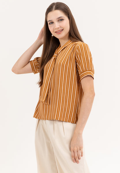 Krizia Slip In Frill Stripe Blouse Top