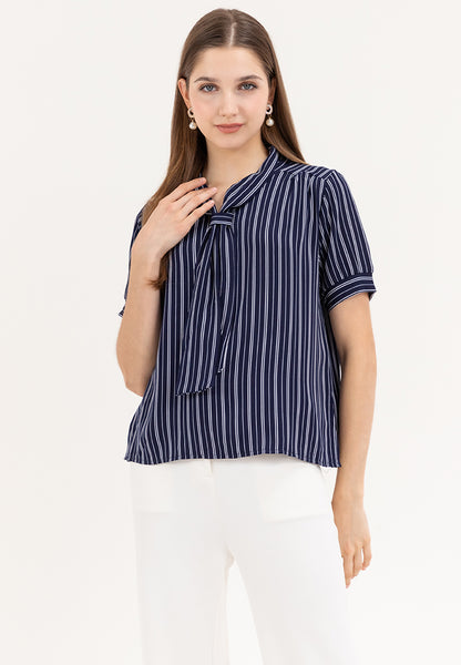 Krizia Slip In Frill Stripe Blouse Top