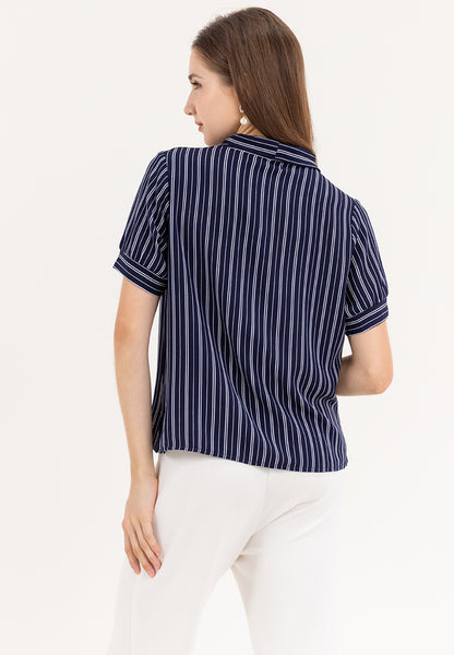 Krizia Slip In Frill Stripe Blouse Top