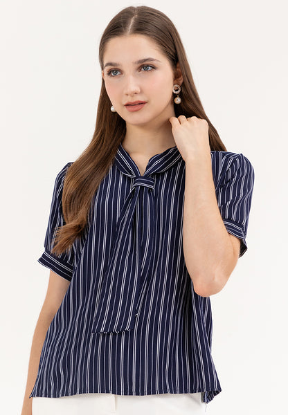 Krizia Slip In Frill Stripe Blouse Top