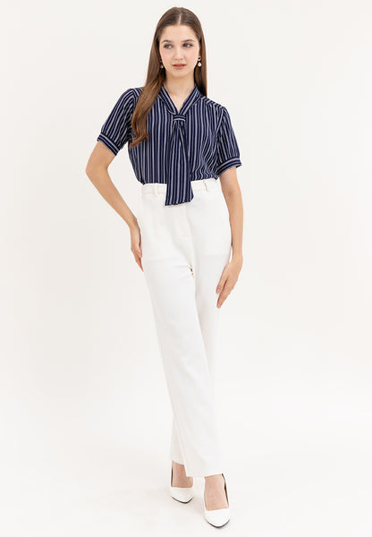 Krizia Slip In Frill Stripe Blouse Top