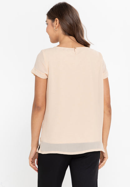 Krizia Pleated V-Cut Blouse with Chain Detail