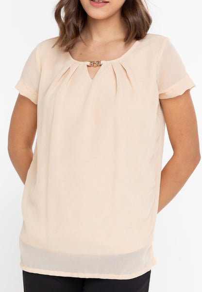 Krizia Pleated V-Cut Blouse with Chain Detail