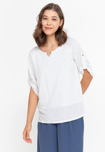 Krizia 3/4 Roll Tab Sleeve Blouse Top