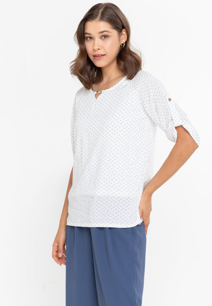 Krizia 3/4 Roll Tab Sleeve Blouse Top