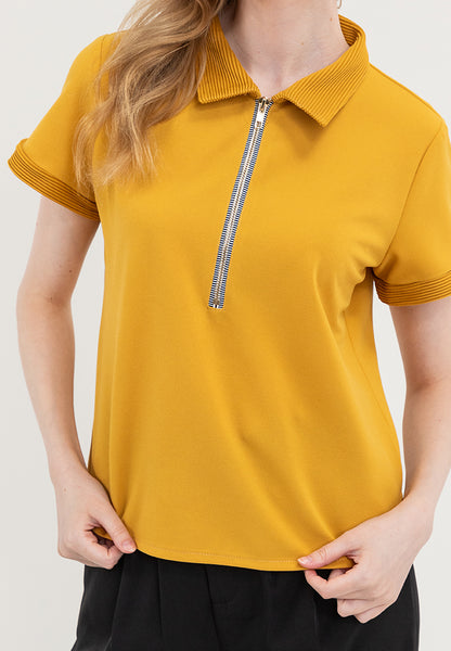 Krizia Zip Up Polo Shirt Blouse Top