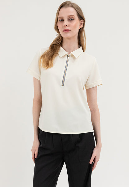 Krizia Zip Up Polo Shirt Blouse Top