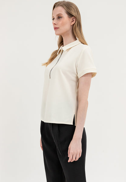 Krizia Zip Up Polo Shirt Blouse Top