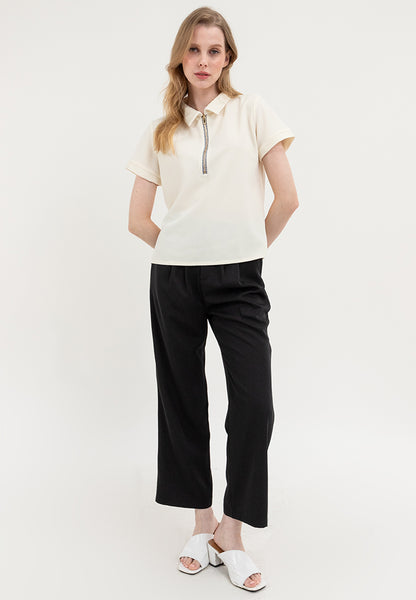 Krizia Zip Up Polo Shirt Blouse Top