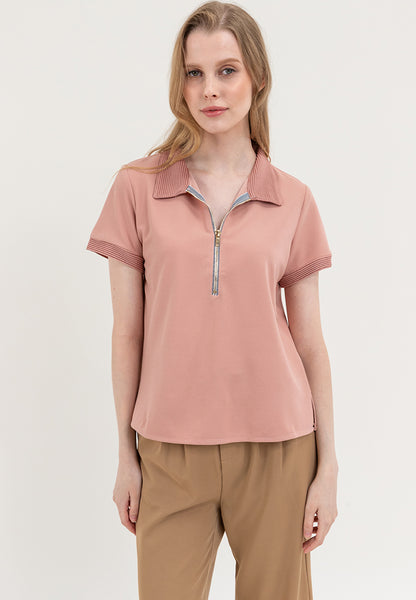 Krizia Zip Up Polo Shirt Blouse Top