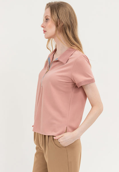 Krizia Zip Up Polo Shirt Blouse Top