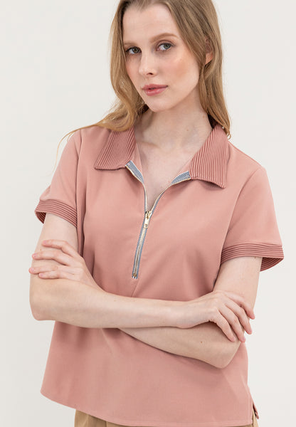 Krizia Zip Up Polo Shirt Blouse Top