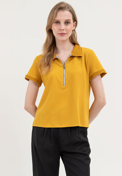 Krizia Zip Up Polo Shirt Blouse Top