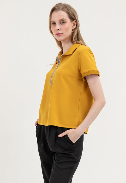 Krizia Zip Up Polo Shirt Blouse Top