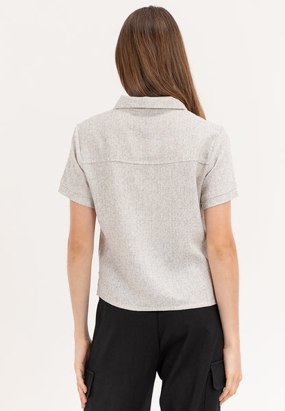 Krizia Collared Tweed Blouse Top