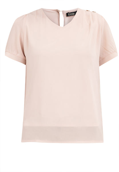 Krizia V-neck Cotton Crumpled Blouse Top With Gold Buttons