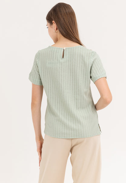 Krizia Cotton Knit Blouse Top With Gold Buttons