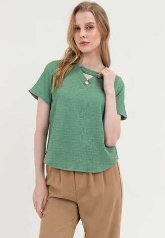 Krizia V-Neck Waffle Knits Blouse Top