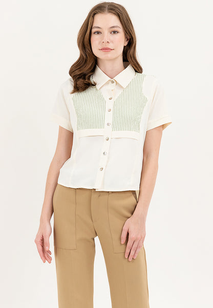 Krizia Dual Colour Button Down Collared Classic Shirt