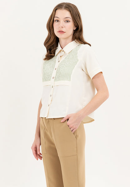 Krizia Dual Colour Button Down Collared Classic Shirt