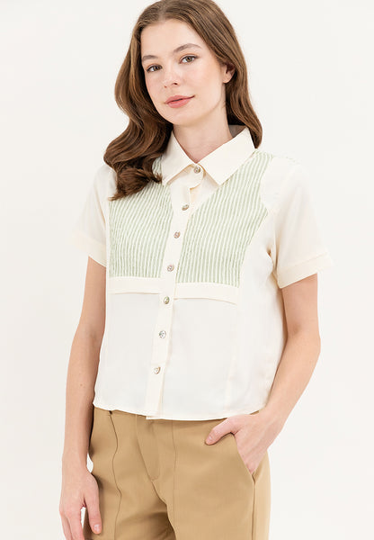 Krizia Dual Colour Button Down Collared Classic Shirt