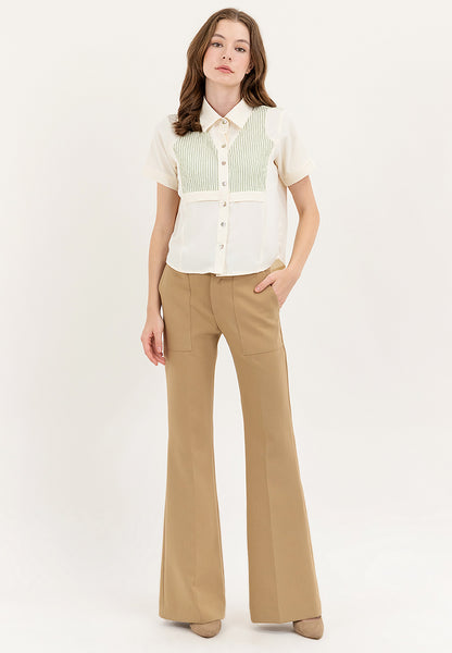 Krizia Dual Colour Button Down Collared Classic Shirt