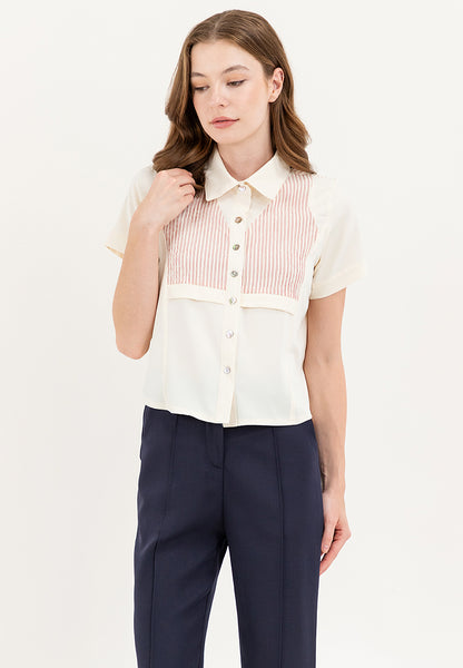 Krizia Dual Colour Button Down Collared Classic Shirt