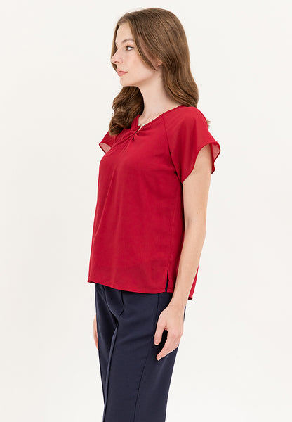 Krizia V-Neck Bell Sleeve Top Blouse