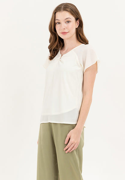 Krizia V-Neck Bell Sleeve Top Blouse