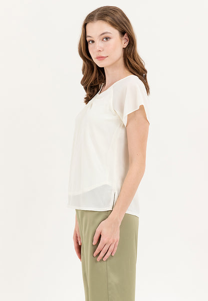 Krizia V-Neck Bell Sleeve Top Blouse