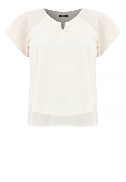 Krizia V-Neck Bell Sleeve Top Blouse