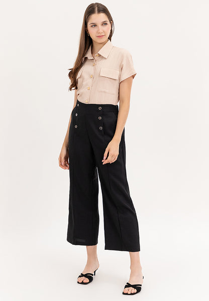 Krizia Crumpled Cotton Button Down Collared Blouse