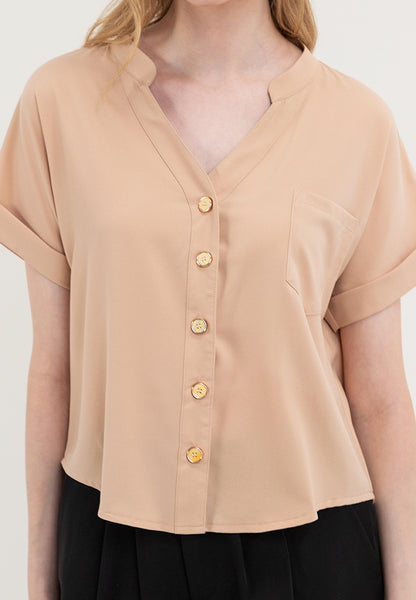 Krizia V-Neck Button Down Blouse Top