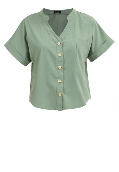 Krizia V-Neck Button Down Blouse Top