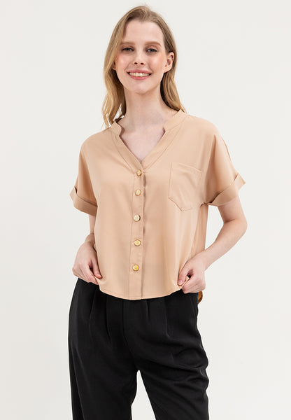 Krizia V-Neck Button Down Blouse Top