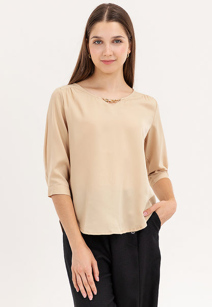 Krizia 3/4 Long Sleeve Blouse With Neck Detail